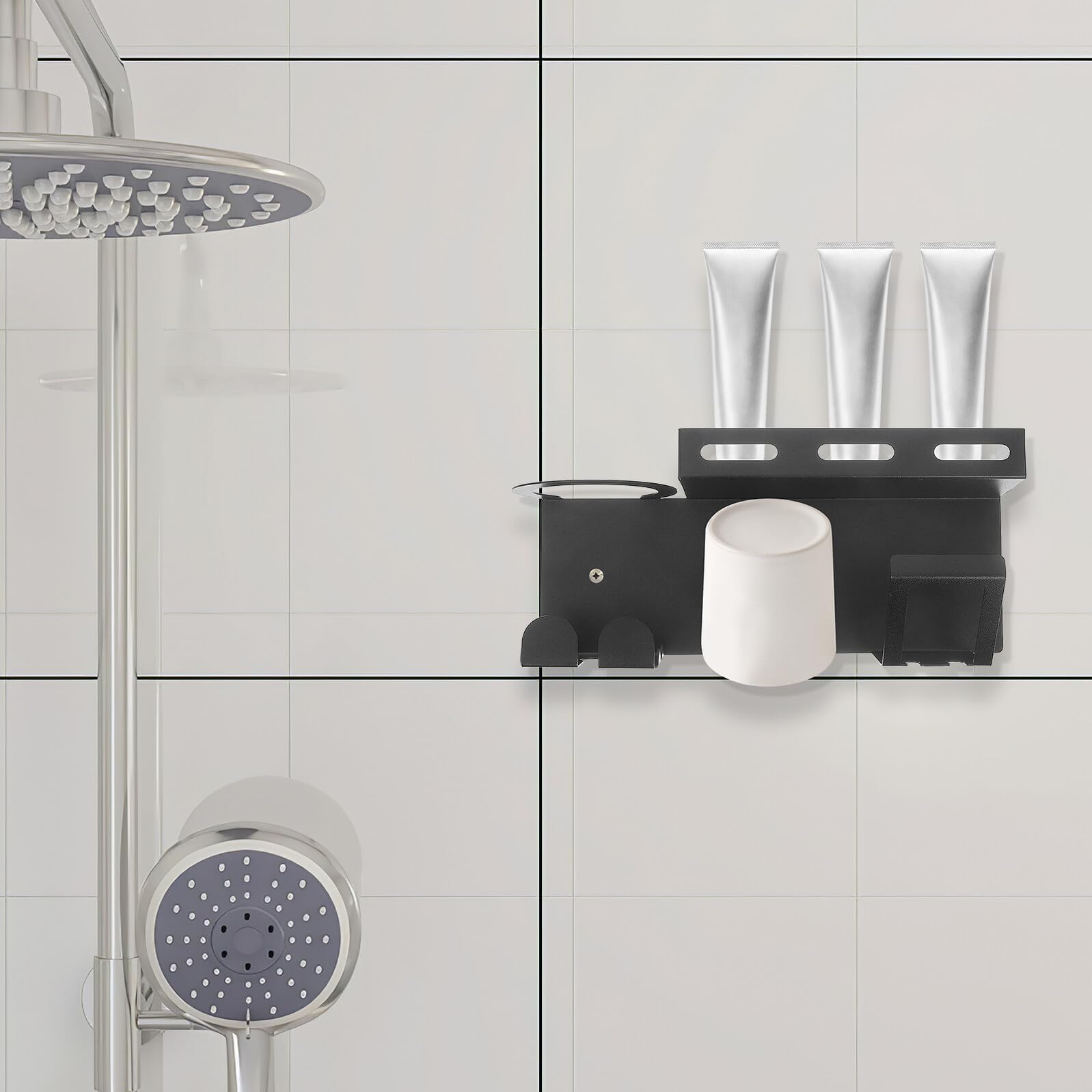 Portaspazzolin Parete Per Spazzolini Elettrici Denti Organizer in Acciaio Resistente All Umidità Adatto Specchi Piastrelle e Superfici Lisce Facile Installazione