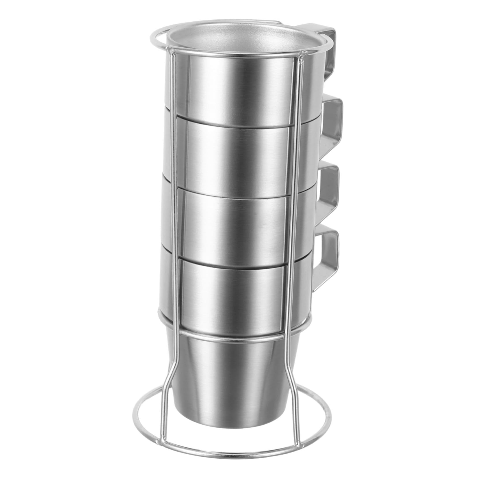 BESPORTBLE Tazas Infantiles Apilables de Acero Inoxidable con Doble Pared Aislante y Mango Incluye Soporte para Almacenamiento Ordenado para Café Té y Bebidas Frías Camping y Hogar