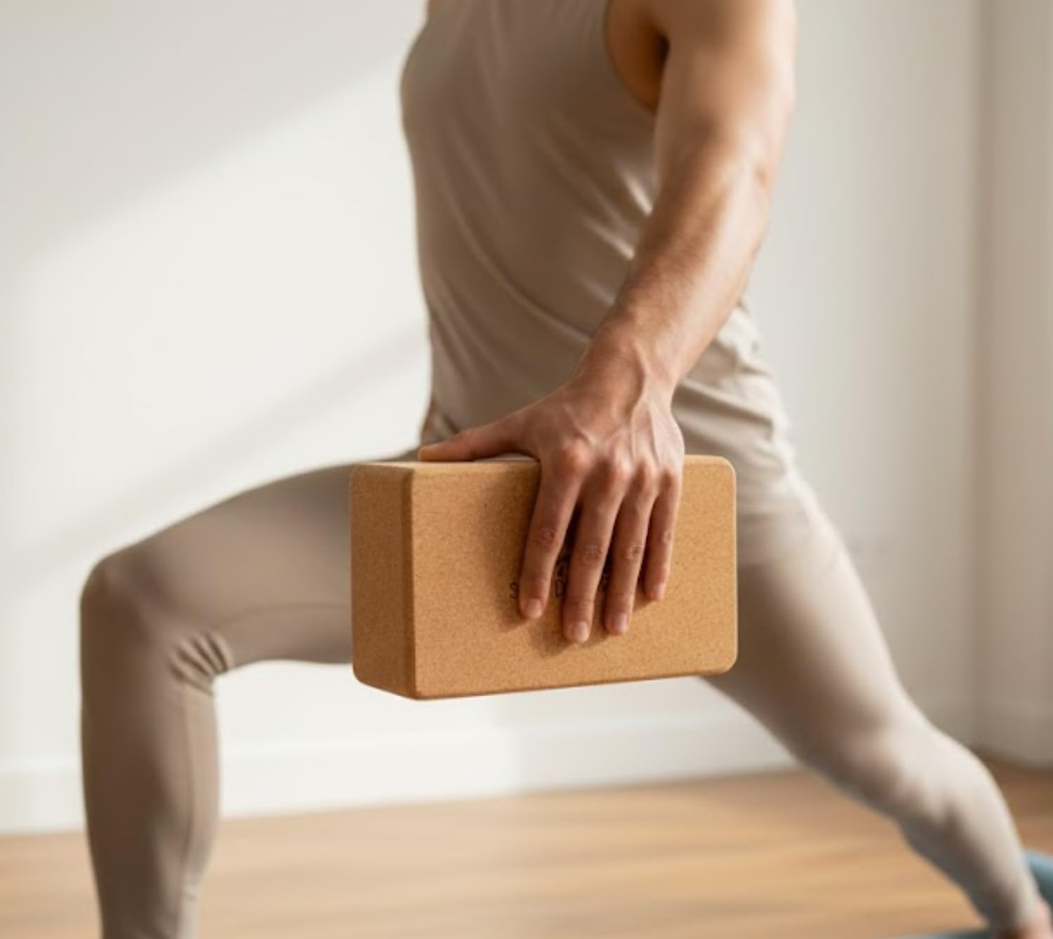 Bloc de Yoga Südgrat en Liège 100% Naturel Stable Adhésif | Pilates Fitness 22,5x14,5x7cm Beige 660g, Bloc de Yoga