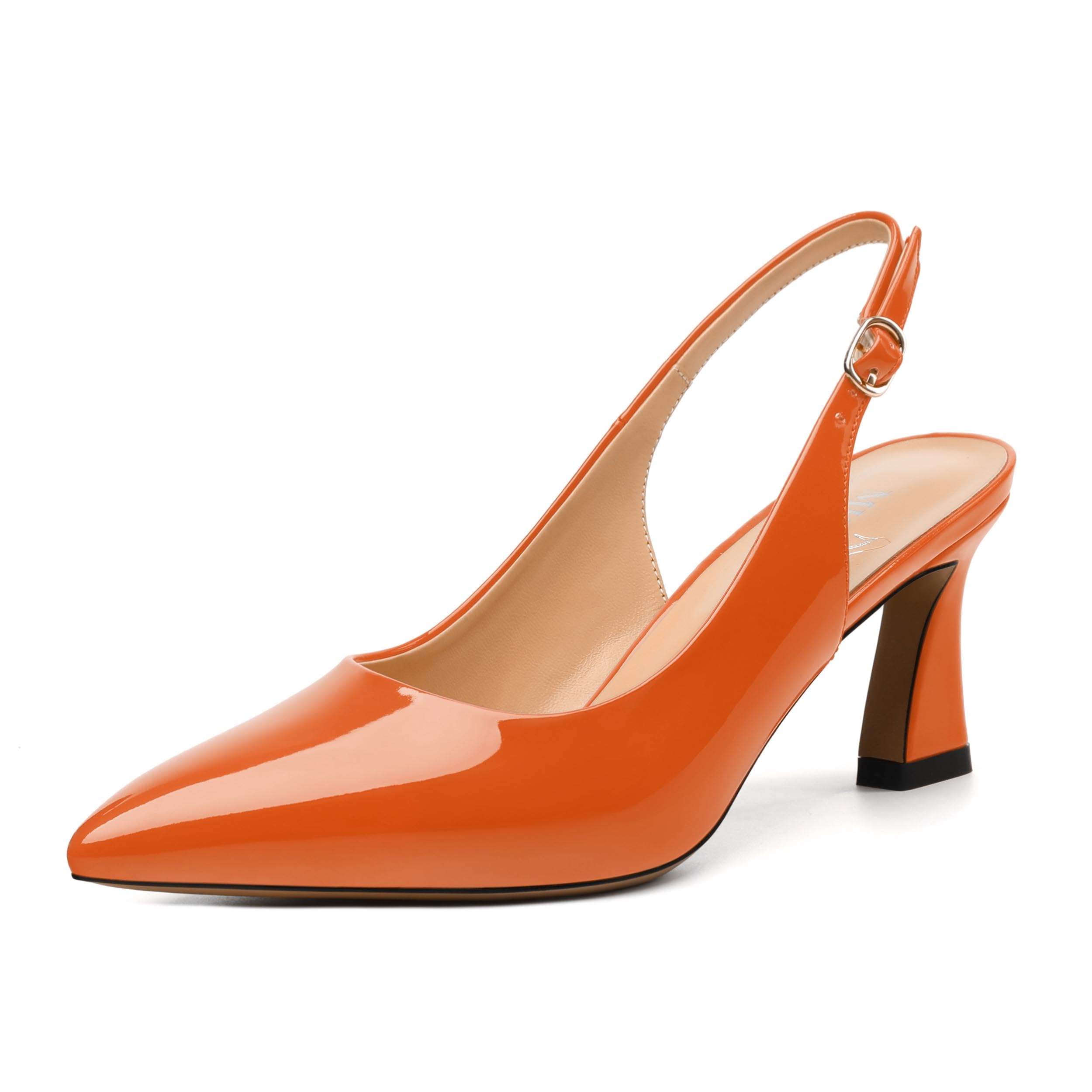 MISEZOXI Women's Pumps Slingback Kitten Heels for Women Closed Pointed Toe Backless Pumps Wedding Party Dress Pumps Shoes