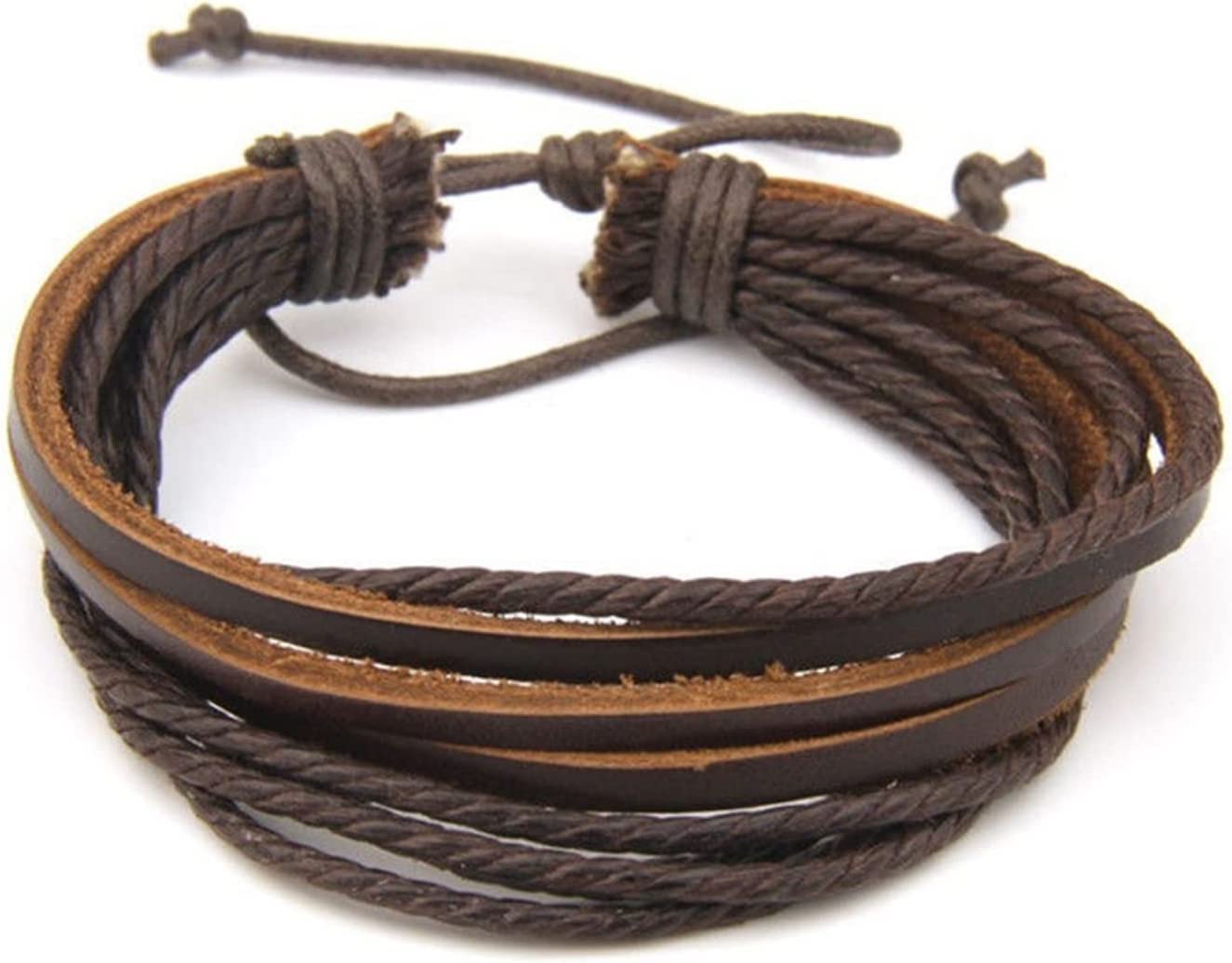 Pulsera de joyería de moda, pulsera de cuerda trenzada de cuero multicapa, pulseras y brazaletes for hombres y mujeres
