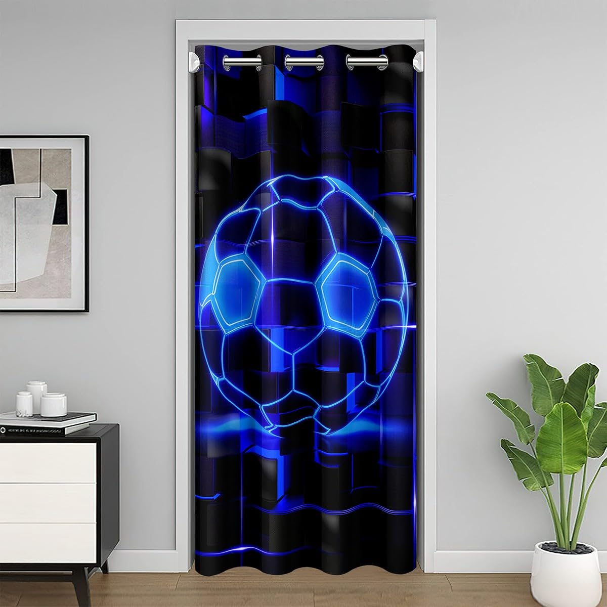 Rideau de porte football rideau occultant bleu foncé 106 x 203 cm de placard
