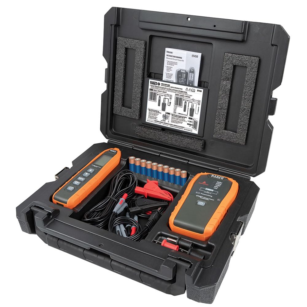Klein Tools ET450EU Leitungssuchgerät Kabelsuchgerät Set | Stromkreisfinder für Sicherungen & Leitungen | 12–480 V AC | NCV Spannungsprüfung | CAT III 600 V | Mit Koffer