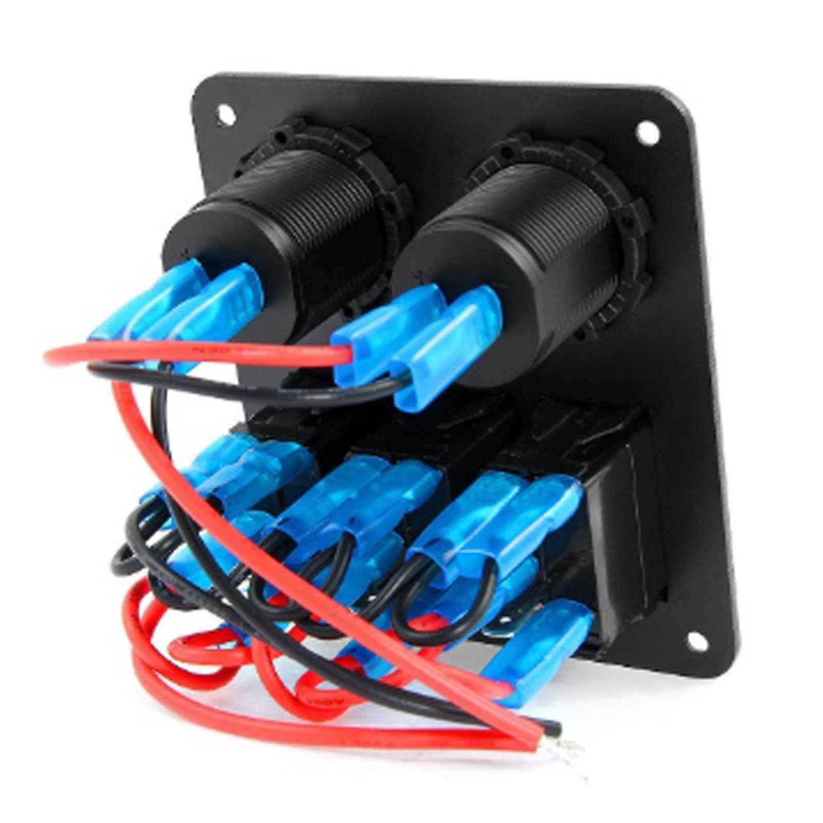 LED 4 Gang Boat Switch Pannello 12 V Voltmetro più Leggero 2 Voltmetro 2 Caricatore USB per Camions RVS Yacht (luce verde)