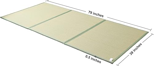 Miniatura 2 de Tapete de tatami (individual de 79 x 39 x 0.5 pulgadas), colchón tradicional japonés de tatami, colchón de tatami de suelo de hierba rush natural