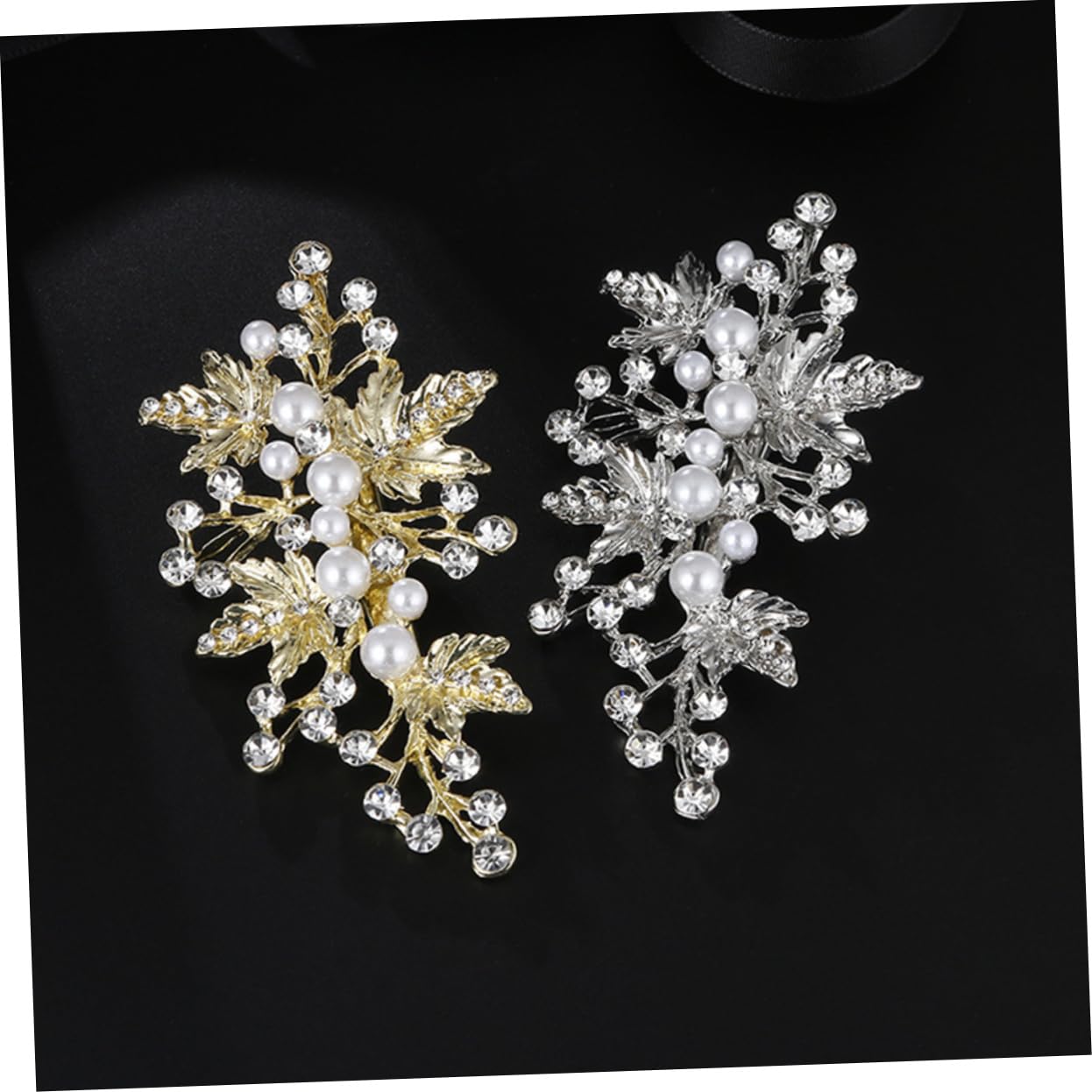 Healeved 8pezzi Fermagli Per Perle Con Design Foglia Di Accessori Eleganti Per Sposa Clip Brillanti Con Strass Per Matrimoni e Feste