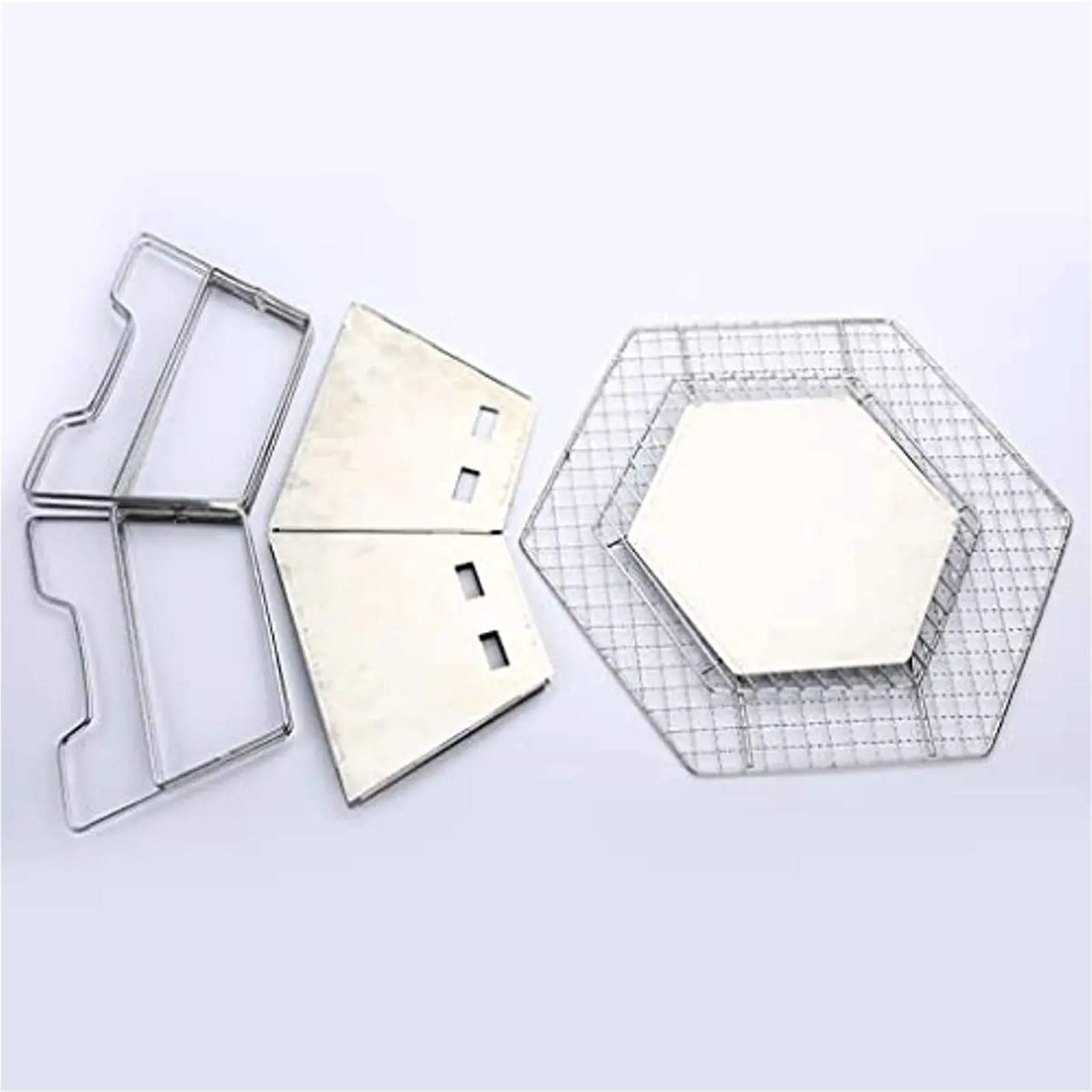 Brasero Exterieur Incinérateur à Bois en Acier Inoxydable, poêle de Camping Plein air, Barbecue Table Hexagonal Pliable et Portable