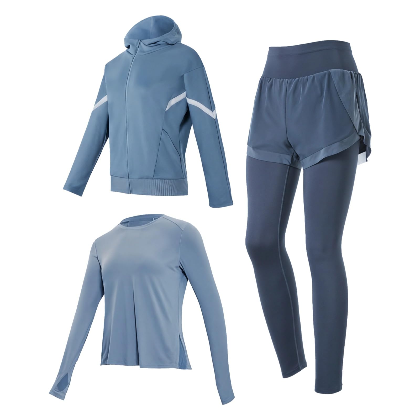 Vêtements de sport femme ensemble 3 pièces polyester veste short pantalon XXL - 6