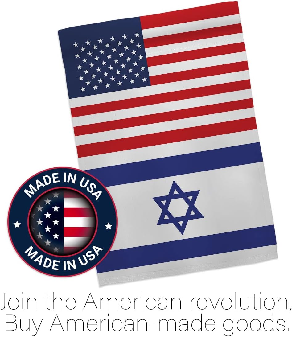 Israeli American Flag Bandera de Israel 2 Pcs Banner Room Wall Art Patio Lawn Garden Outdoor Indoor Tapestry Yard Grave Cemetery Signs Grandma Gifts Front Porch Decor Jewish Decorations Made in USA