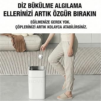 Mega Boy 22 Litre Otomatik Hareket Sensörlü Çöp Kovası, Banyo Çöp Kovası, Çocuk Odası Çöp Sepeti, Çöp Kutusu, (2 adet 1.5 V AA pil, piller pakete dahil değildir) 44x29.5x20 cm