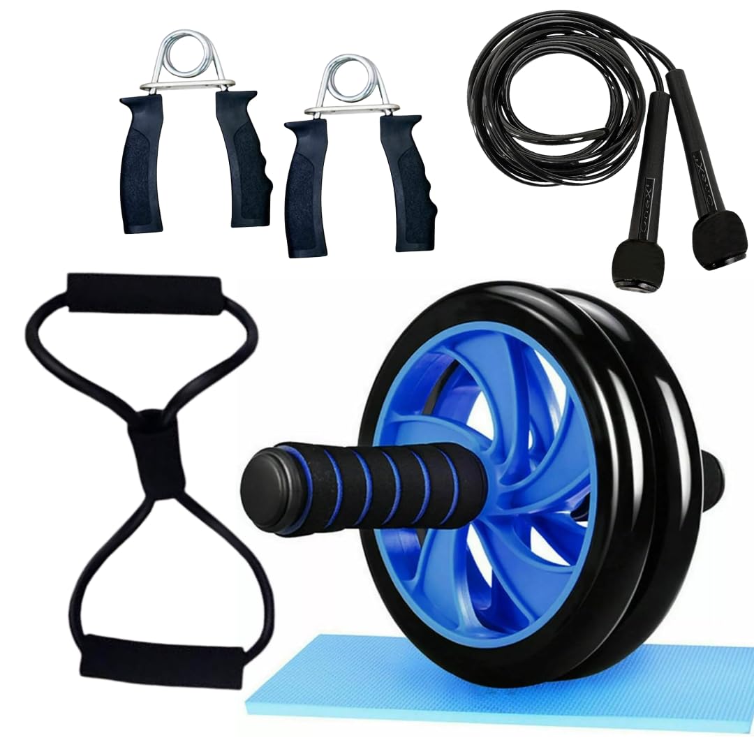 ONEX AB Roller - Ab Trainer Core Workout Kit – Portable Abdominal Wheel Ab Exercise for Men and Women at Home & Gym - Non-Slip Rubber Handles for Safe Workouts (Wheel Roller Blue Set)