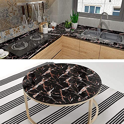 Image of HOME13 Black Marble Vinyl Self Adhesive Removable and Decorative Vinyl Wallpaper for Kitchen Countertop Cabinets Table, 2 Ft x 4 Ft with 2pcs