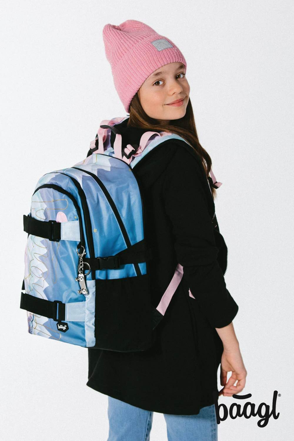 Baagl Juego De Mochila Escolar Para Niña, 3 Piezas, Mochila Escolar A Partir De 3ª Clase, Con Correa Para El Pecho, Ergonómica (Skate Moon), Skate Moon