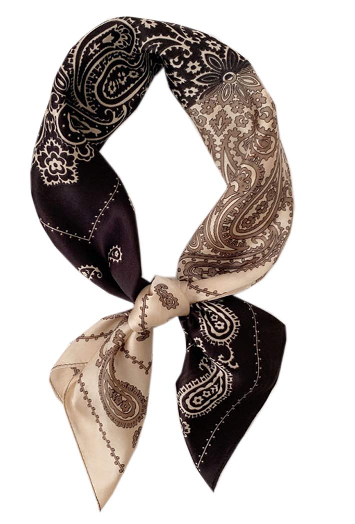 GUZOSJO Square Silk Feeling Scarf Medium Satin Hair Scarf Bracelet Gift For Women 27.5 × 27.5 inches, Fgj01-8, Medium