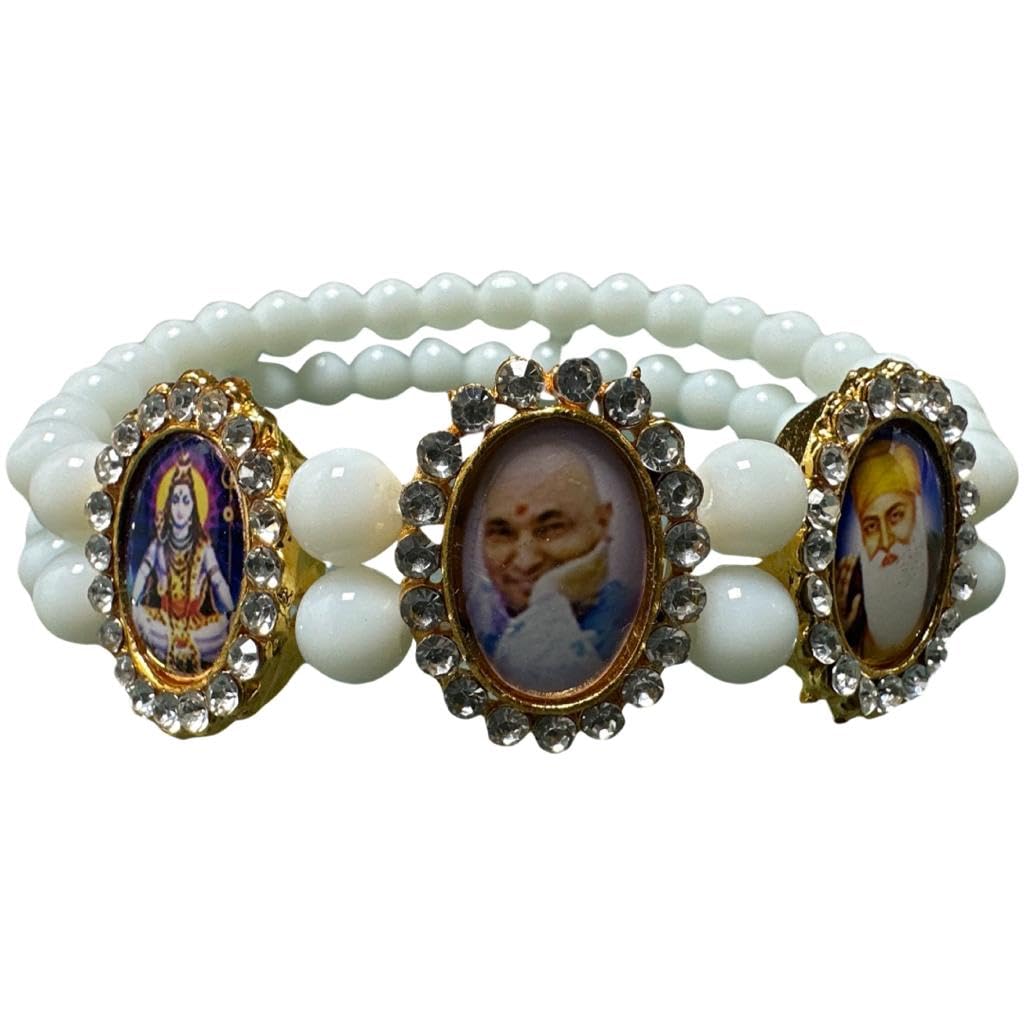 Jai Guruji Swaroop Bracelet | Golden Pearl Bracelet With Guru Ji Swaroop For Unisex Adult (B09Z95RJC9) Amazon Price History, Amazon Price Tracker