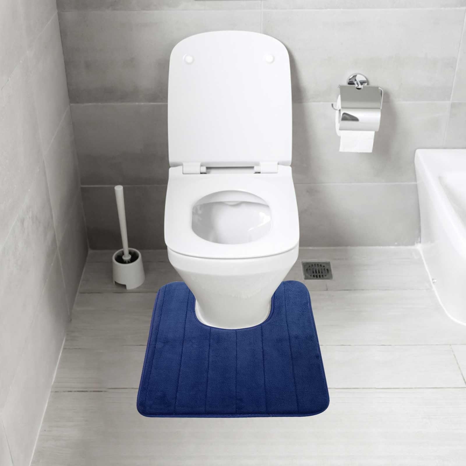 JAXICH Fluffy Toilet Rugs U Shaped, Non-Slip Machine Wash Toilet Carpert Thick Microfiber Shaggy Machine Washable Bath Mat Absorbent Bathroom Rug Bath Rug for Floor Tub Shower Bedroom,