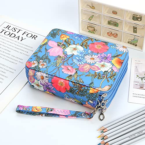 Image of 72 Slots Pencil Case Organizer w /Removal Handle Strap | 3-Layer Zipped Pencils Box Large for Colored Pencils Watercolor Pencils for Office and Travel for Artist