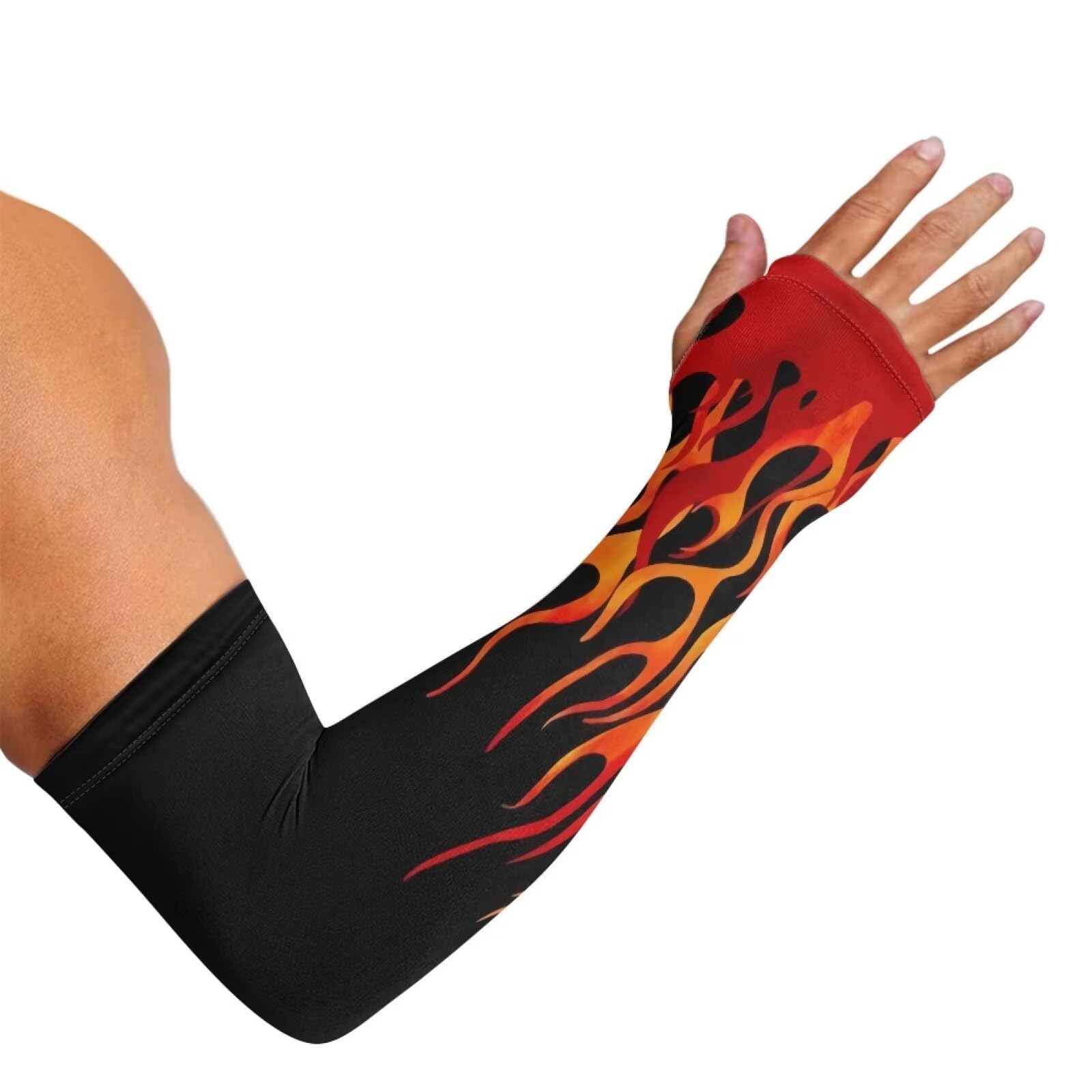 Suhoaziia Red Flame 2pcs/pack Arm Compression Sleeves for Kids Basketball Shooting Sleeve - Youth Sports Football Baseball Softball Sleeves