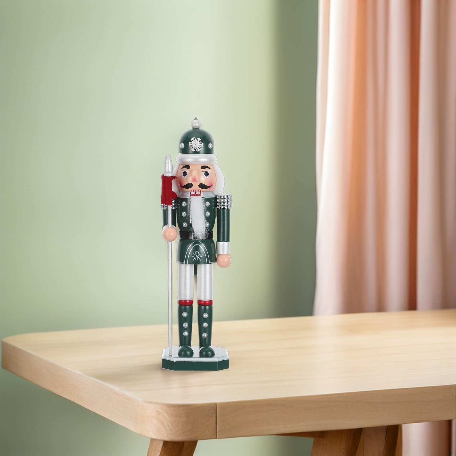 Beaupretty Adorno Navideño de Madera Artesanal con Perlas para Embellecimiento de Árbol de Navidad, Coleccionable y Elegante para Ambiente Festivo