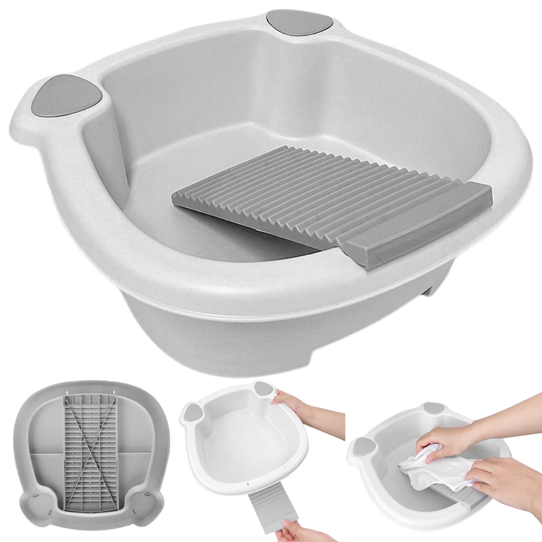Lavabo con asse per lavare integrato Antiscivolo Portatile con ampia vasca Asse per lavare in plastica per a mano i vestiti, calzini, piccoli articoli