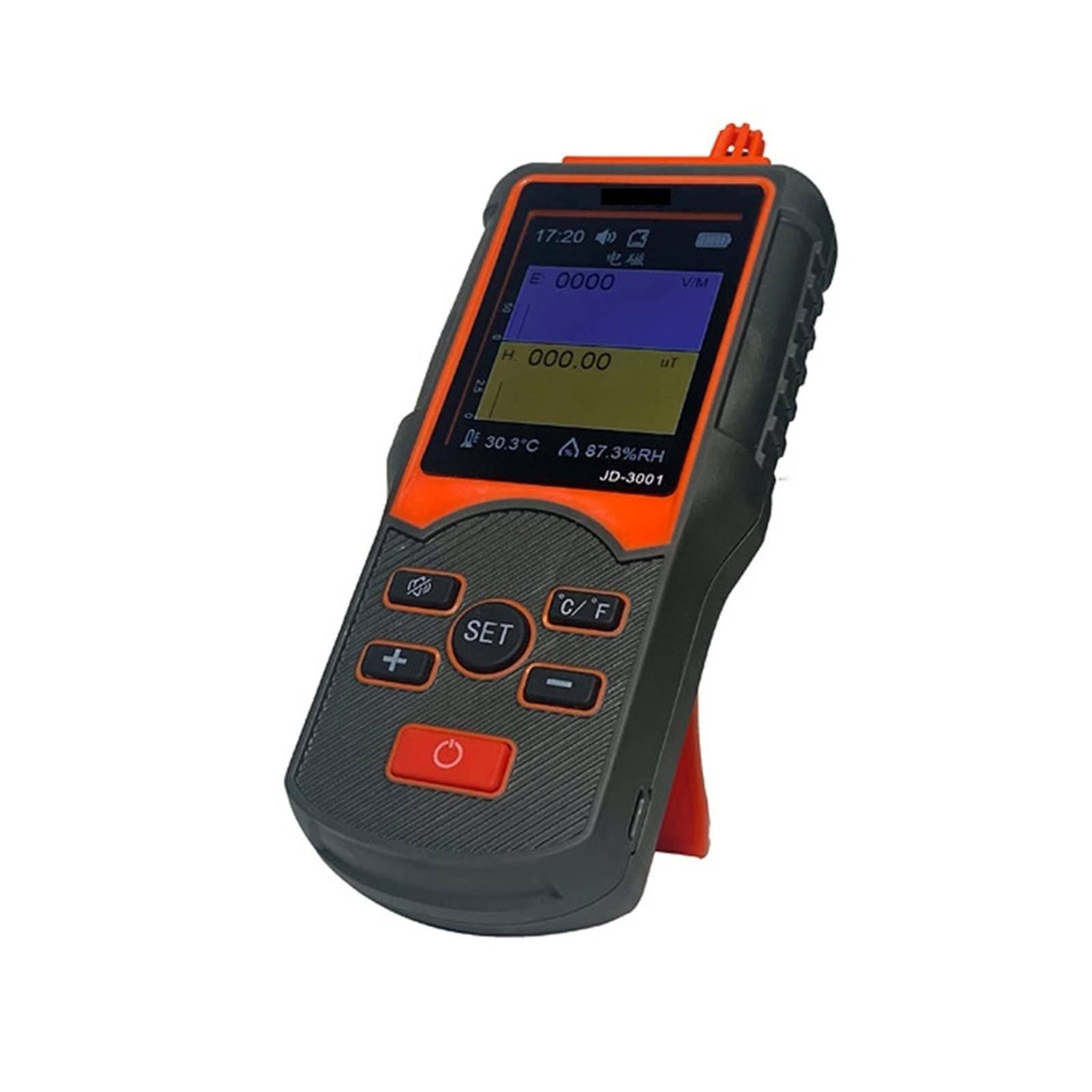 Czytnik EMF Urządzenie pomiarowe Counter Geiger Elektromagnetyczne Wykrywacz promieniowania Temperatura/Wilgotność z funkcją eksportu danych JD-3001