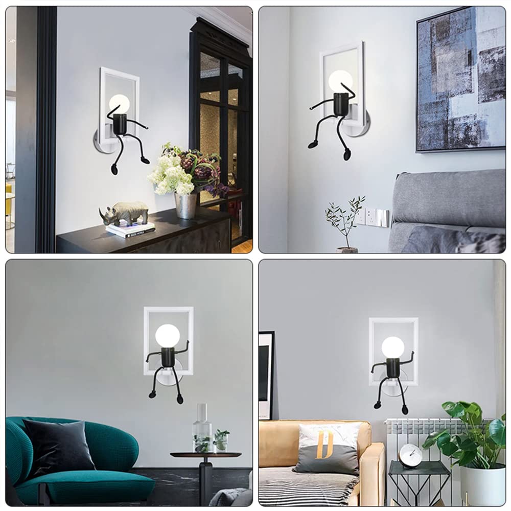 RUIBO Lampada da Parete Umanoide Creativa, Applique da Parete Art Deco, Lampada da Parete Interna Moderna per Camera da Letto, Camera dei Bambini, Corridoio, con Luce Bianca E27