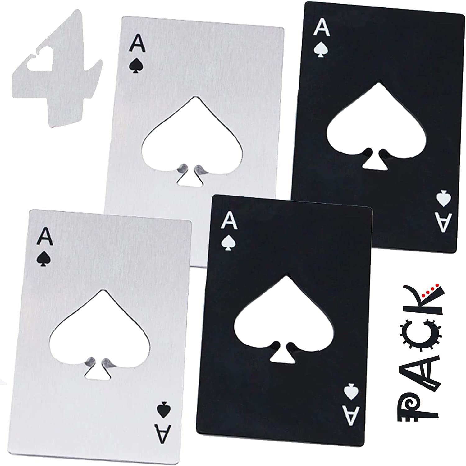 Valkyrie 4 Adet Poker Kart Paslanmaz Çelik Şişe Açacağı