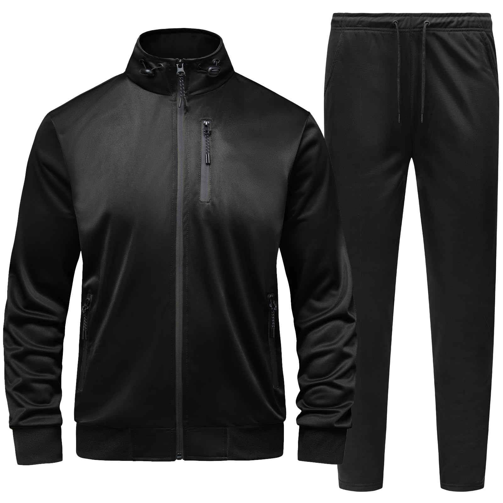 Men's Athletic Full Zip Tracksuit Set Fashion Workout Sweatsuit Track Long Sleeve Jackets and Pants 2 Piece Outfit