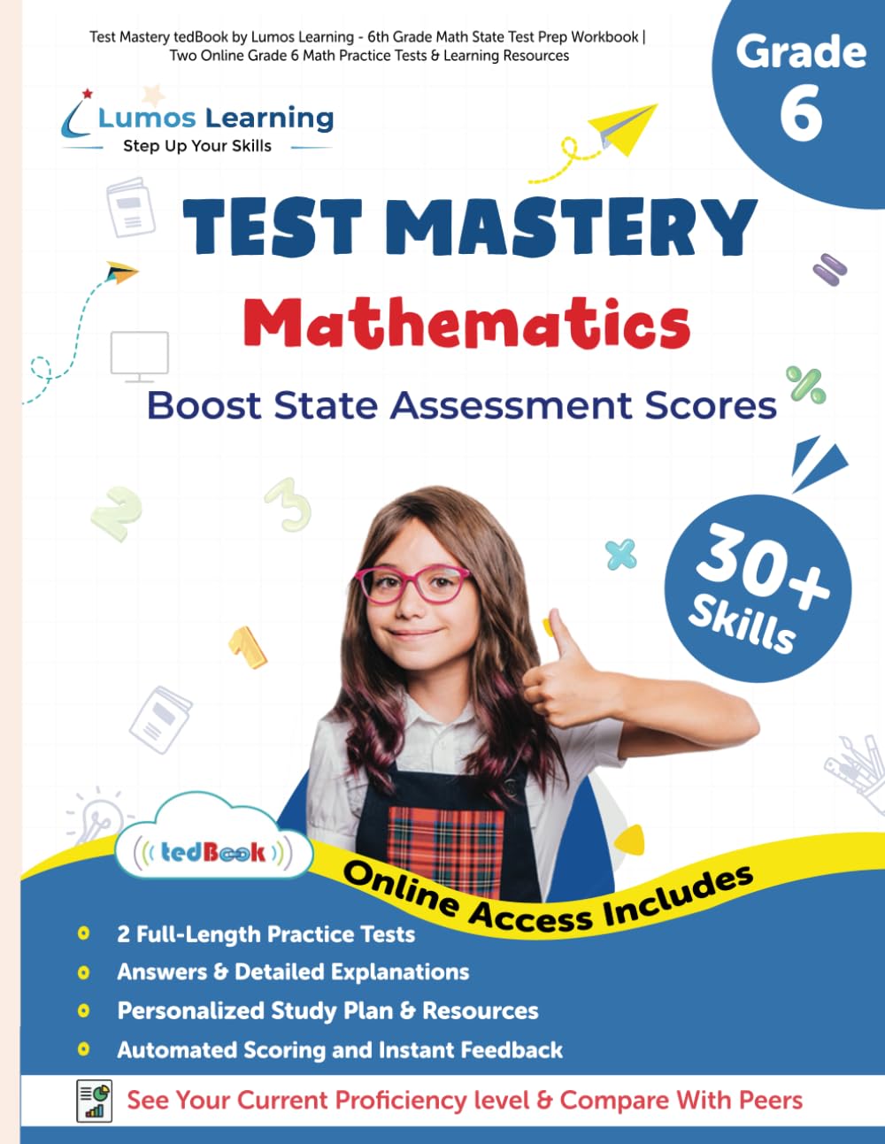 Test Mastery tedBook by Lumos Learning - 6th Grade Math State Test Prep Workbook | Two Online Grade 6 Math Practice Tests & Learning Resources: Covers ... Geometry, Statistics (Ages 11-12)