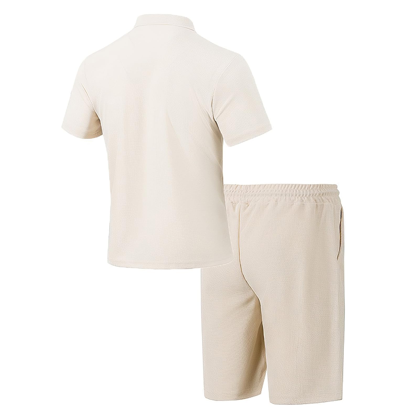 amropi Hommes Manches Courtes Survêtement Gaufre Chemise Haut à Boutons et Shorts Été Ensemble de Tenue