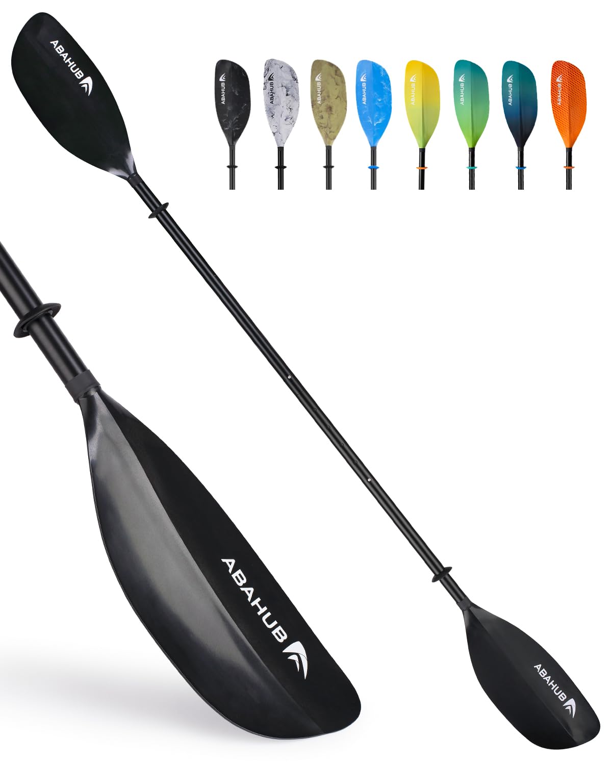 Abahub Adjustable Kayak Paddle 230-250 cm/90.5-98.4 Inches Floating Kayaking Oars Boating Oars Canoeing Oars Black — image 1