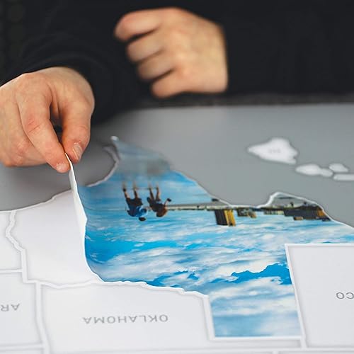 Miniatura 5 de Mapa de fotos personalizado de Estados Unidos, collage de calcomanías de viaje, 24 x 36 pulgadas, fabricado en Estados Unidos (gris claro, sin