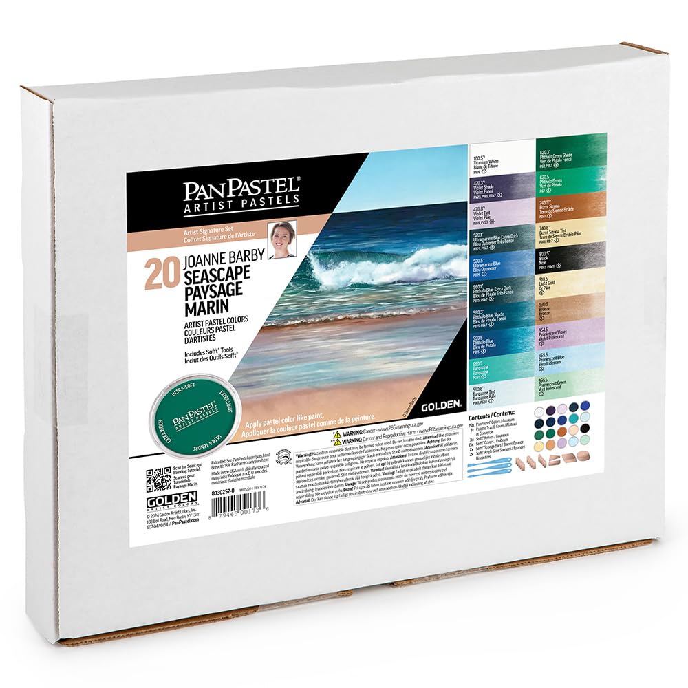 PanPastel Artist Pastels by GOLDEN, Seascape - Joanne Barby Set, 20 Color, Professional Artist Pastels, Unique Pan Format (cake-like)