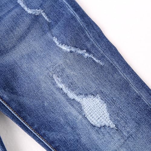 Miniatura 2 de Kidscool Space Niños Rasgaron Banda Elástica Moda Dentro Pantalones Vaqueros Delgados Suaves, Azul Profundo, 7-8 Años