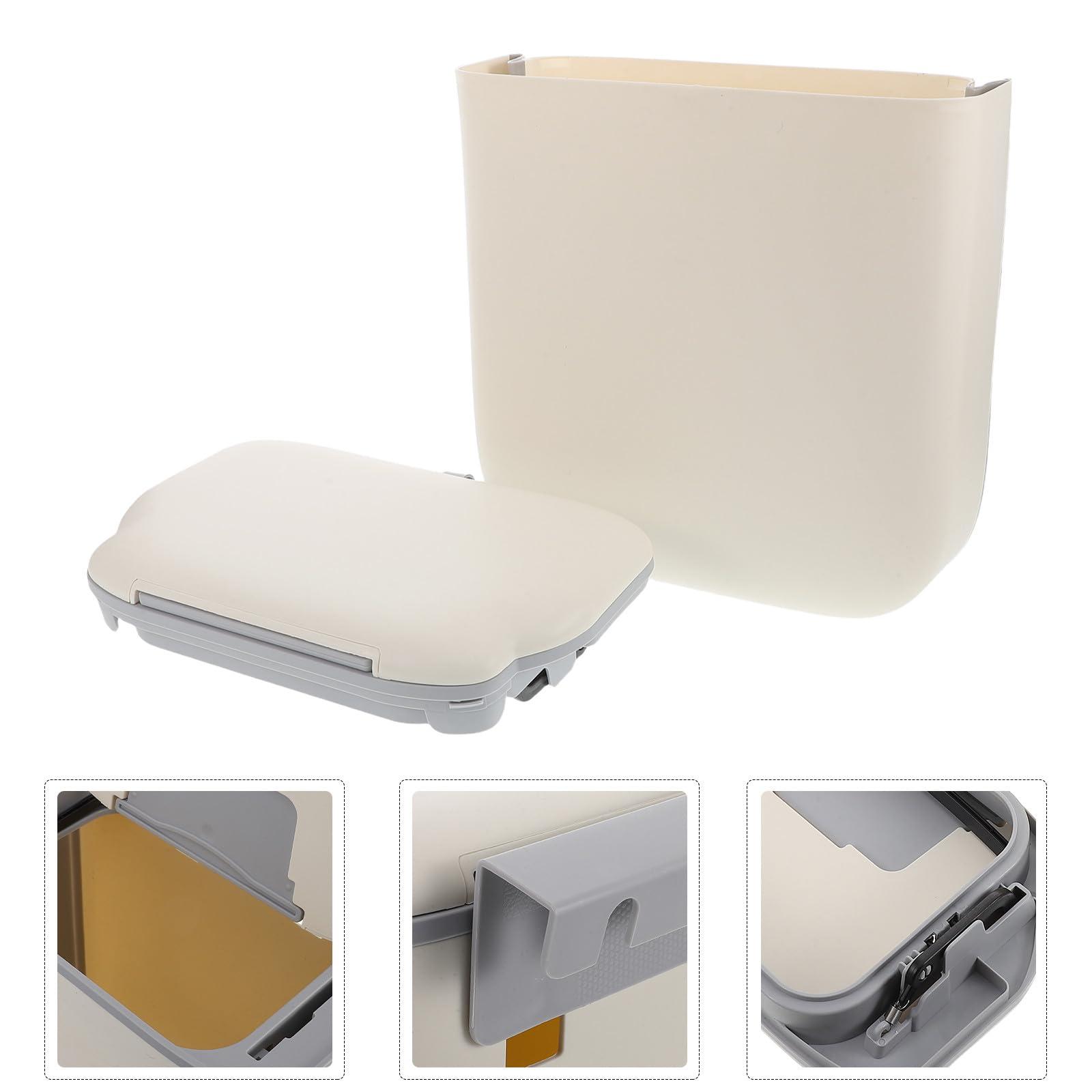 minkissy Einfacher Eleganter Abfalleimer Platzsparendes Design mit Deckel aus Kunststoff Faltbarer Hängender Küchenmülleimer zum Aufhängen für Badezimmer und Küche
