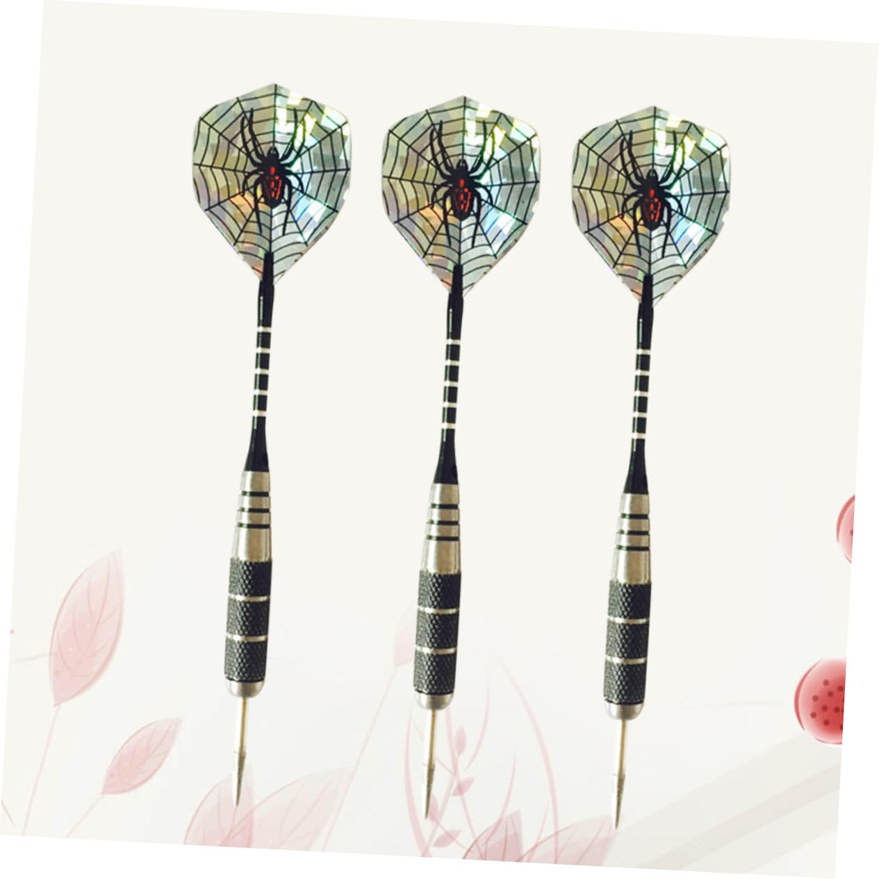 KOMBIUDA 3Pcs Professional Flights Pin Type with Aluminum Shafts and Spider Pattern Tail Wings for Indoor and Outdoor Games