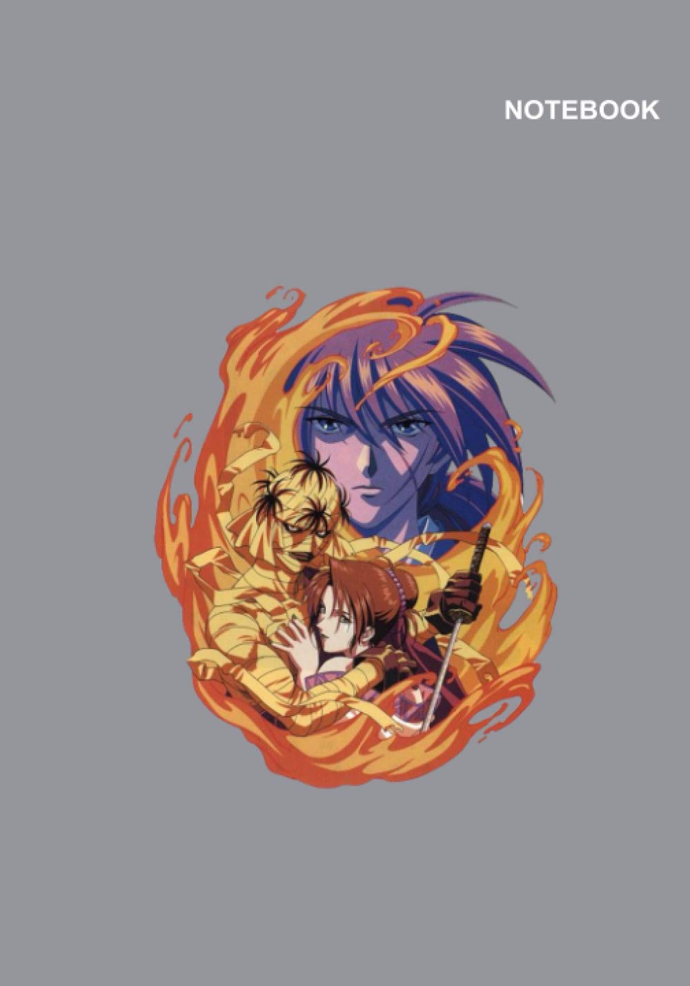 Rurouni Kenshin Wandering Samurai notebook For Girls and Boys: Classic Lined pages, 110 Pages, B5 (7 x 10 inches), Rurouni Kenshin Wandering Samurai Grey Design Notebook Cover.