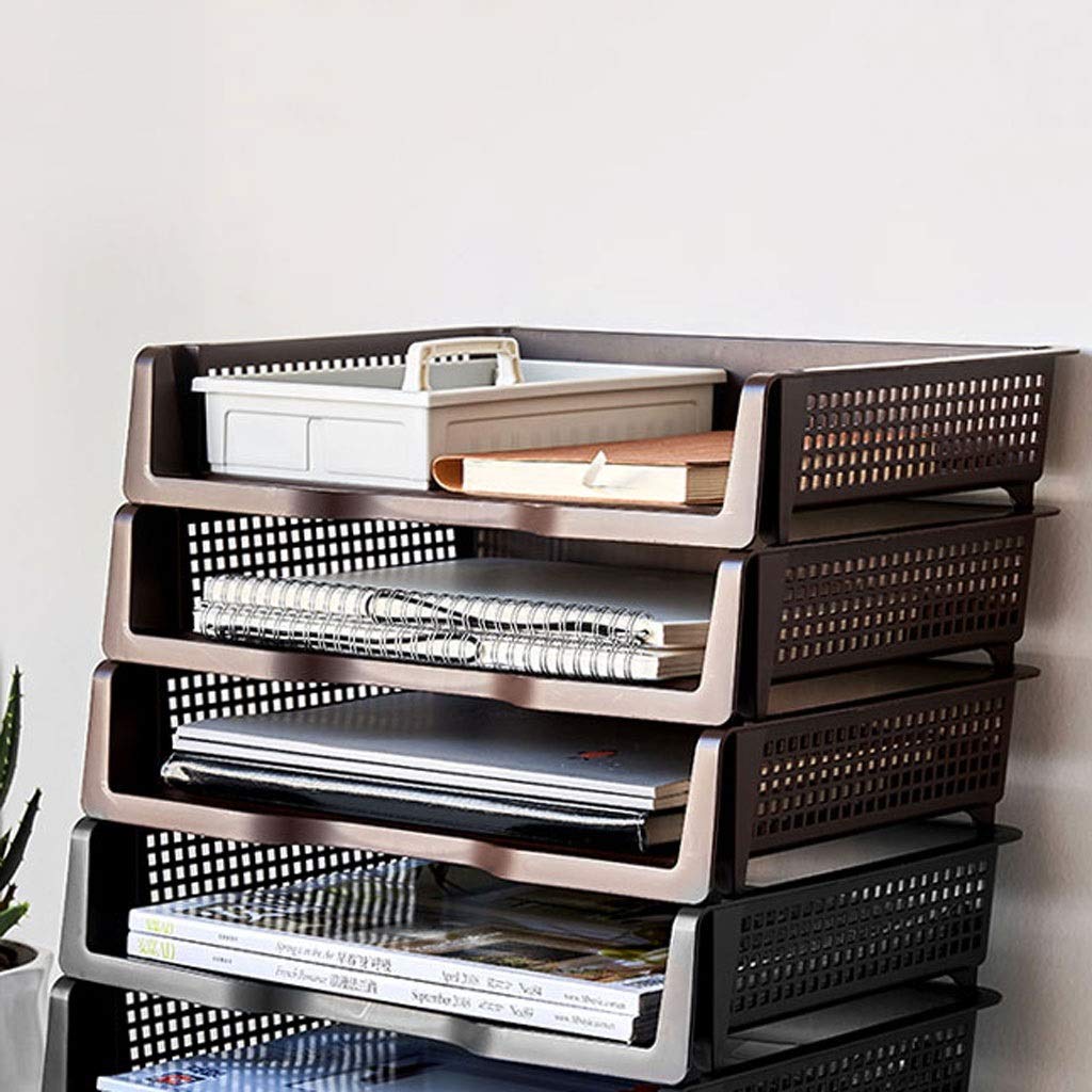 Stapelbare Büro-Briefablagen, Datenbox for den Schreibtisch im Büro, Aktenablage aus Kunststoff, A4-Papieraufbewahrungsbox, multifunktionale Aktenablage, Bürobedarf kann gestapelt werden (3 Packungen)