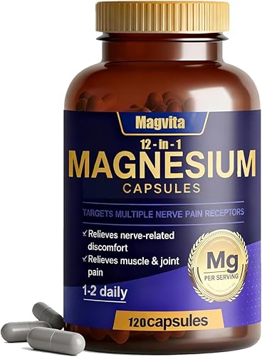 Magvita Magnesium 12-in-1 Complex  700mg Per Serving  120 Vegan Capsules  High Absorption Daily Magnesium Blend  Non-GMO, Gluten-Free