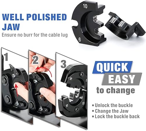 Miniatura 4 de iCrimp - Herramienta de crimpado de batería para terminales de cobre y aluminio, 6-70mm2 AWG 10-20 tipo de montaje en banco (engarzado tipo