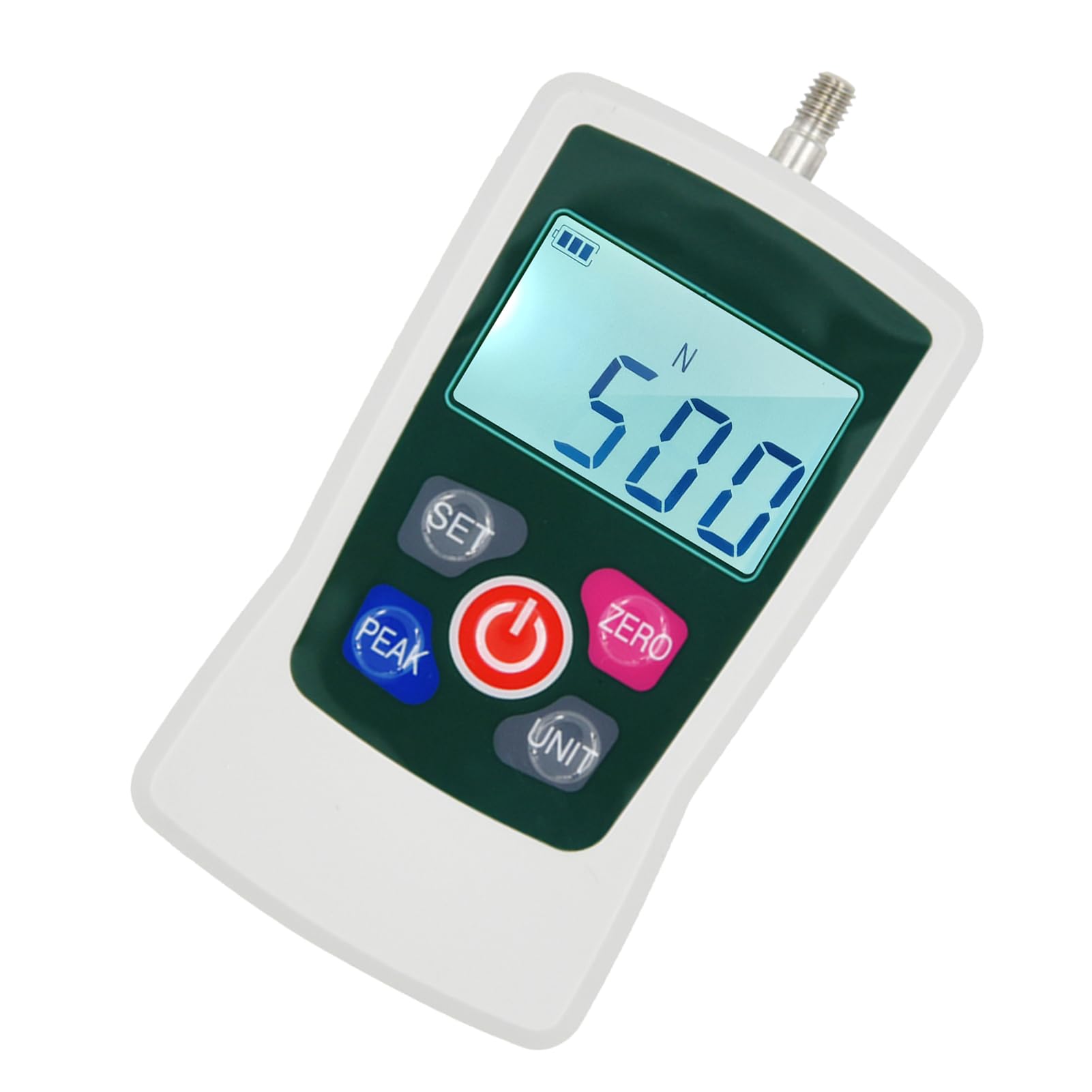 Tragbare Digitale Kraft, Push -Pull -Messgerät 500N Back -Time -Bildschirm Echtzeit Peak First Peak N Kg Lb Oz Grau Grün, mit Einheitsumschaltung, Automatischer Herunterfahren