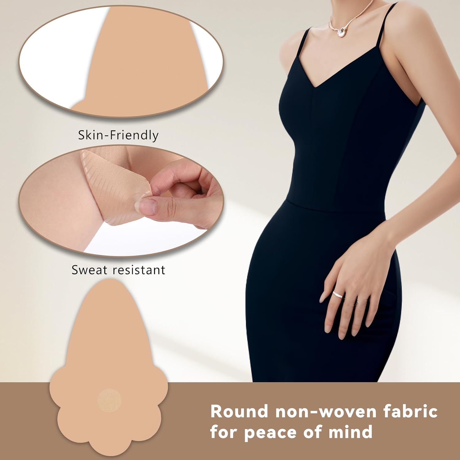 ElevateTech 8 Pcs Boob Tape Breast Lift Tape for Women Sticky Booby Tapes Push Up for Large Breasts Adhesive Nipple Covers Silicone Invisible Breast Bra Tapes Reusable Strapless Bra for A-E Cup, Beige