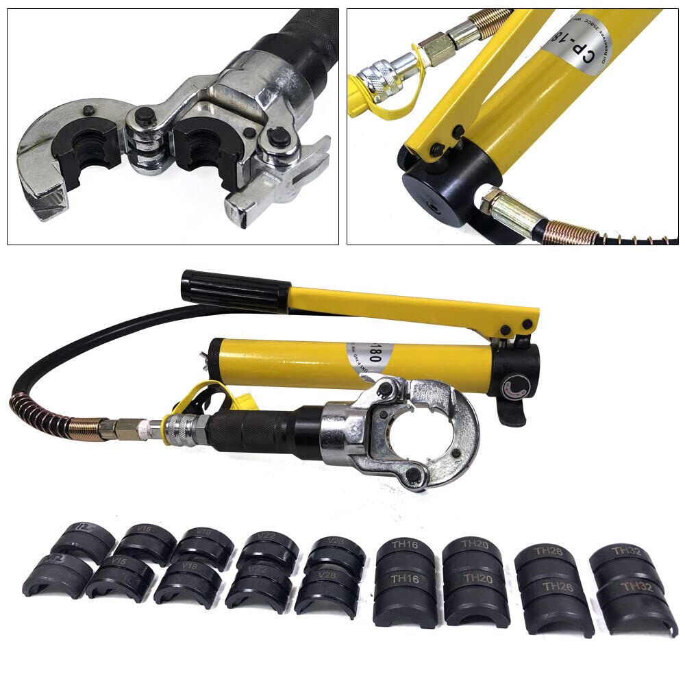 Set di pinze crimpatrici idrauliche da 6T, pinza crimpatrice manuale V12-28 mm & TH16-32 mm per tubi in alluminio, tubi PEX, ecc