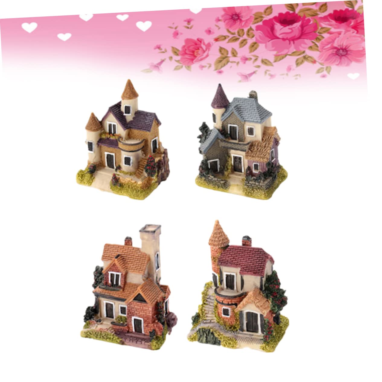 BESPORTBLE 2pezzi Mini Casa In Resina Decorazione Per Giardino E Paesaggio Di Ornamento Per Mini Case Accessorio Per Scrivania E Micro Paesaggi - 10