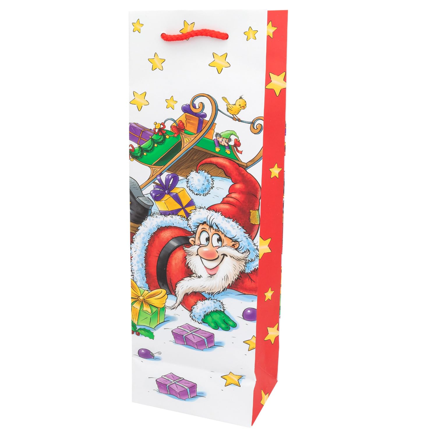 Idena 30346-12 - Torba na butelkę Santa, 12 sztuk, 12 x 36 x 9 cm, torby papierowe, torby na prezenty, torby świąteczne