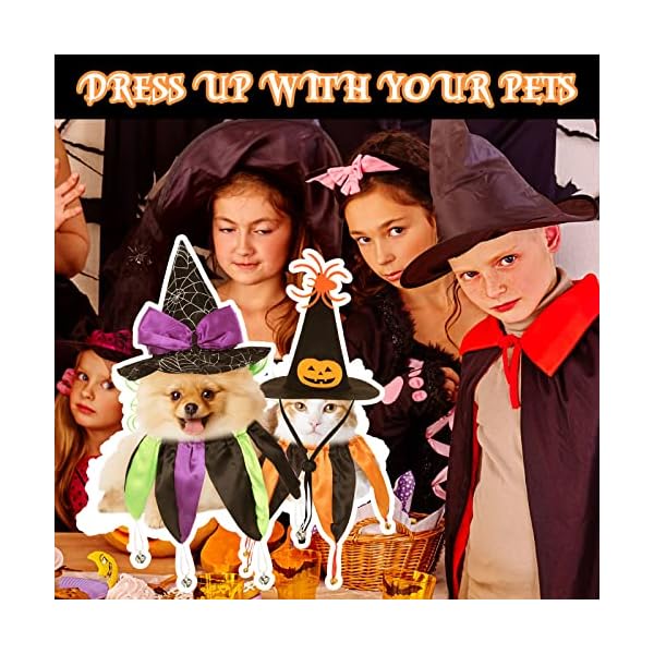 4 pcs halloween cat witch costumes witch cat hats and collars with bells funny wizard costumes cat halloween apparel accessories for small dogs and cats halloween party cosplay decorations supplies - image 7