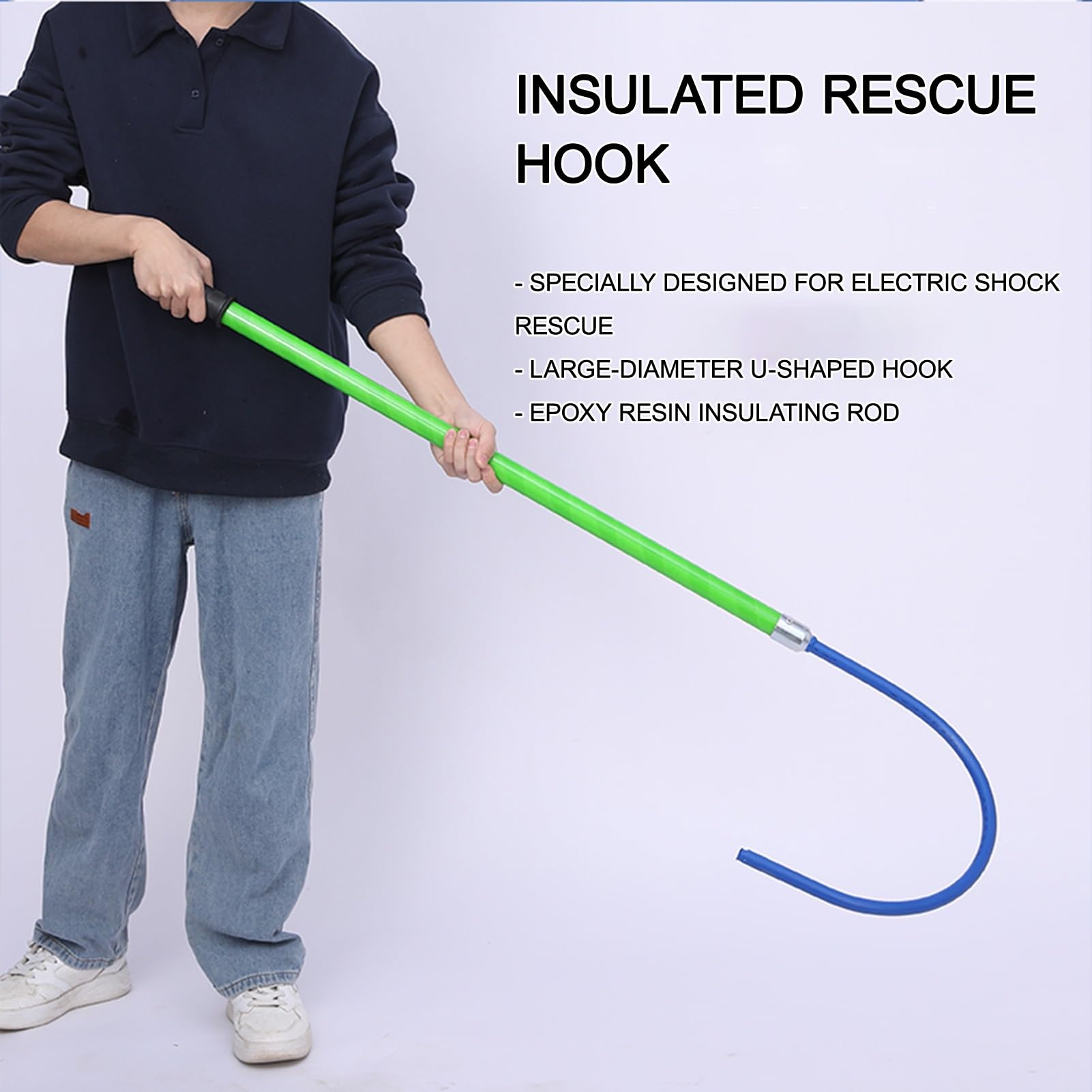 Gancho de Rescate Aislado Gancho de Rescate de Seguridad Eléctrica para Electricistas, Gancho de rescate de alto voltaje con aislamiento desmontable para fábricas y hogares(3m/9.8ft)