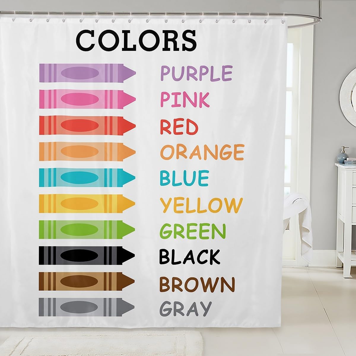 Feelyou Multiplication Bath Curtain Math Games Shower Curtain for Kids Educational Bathroom Shower Curtain Set Learning Time Kids Bathroom Accessories 72"x78"