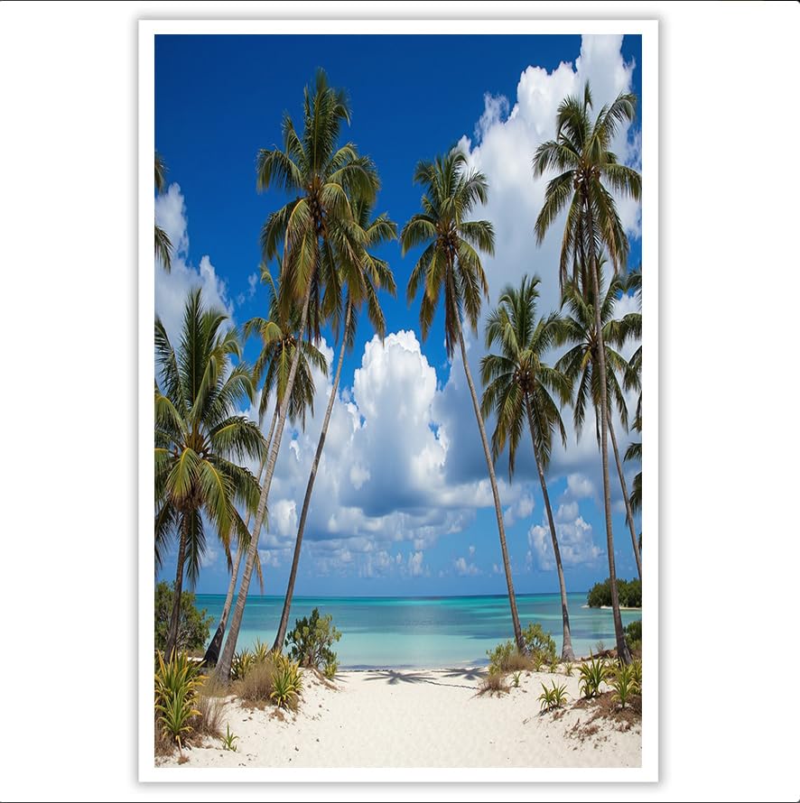 Art mural bleu clair paysage plage tropicale affiche décoration murale salon 70x100