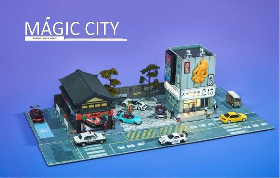 Magic　City　1／64ジオラマ　2個セット Amazon | 1/64 Magic City ジオラマ マツダ展示場 居酒屋